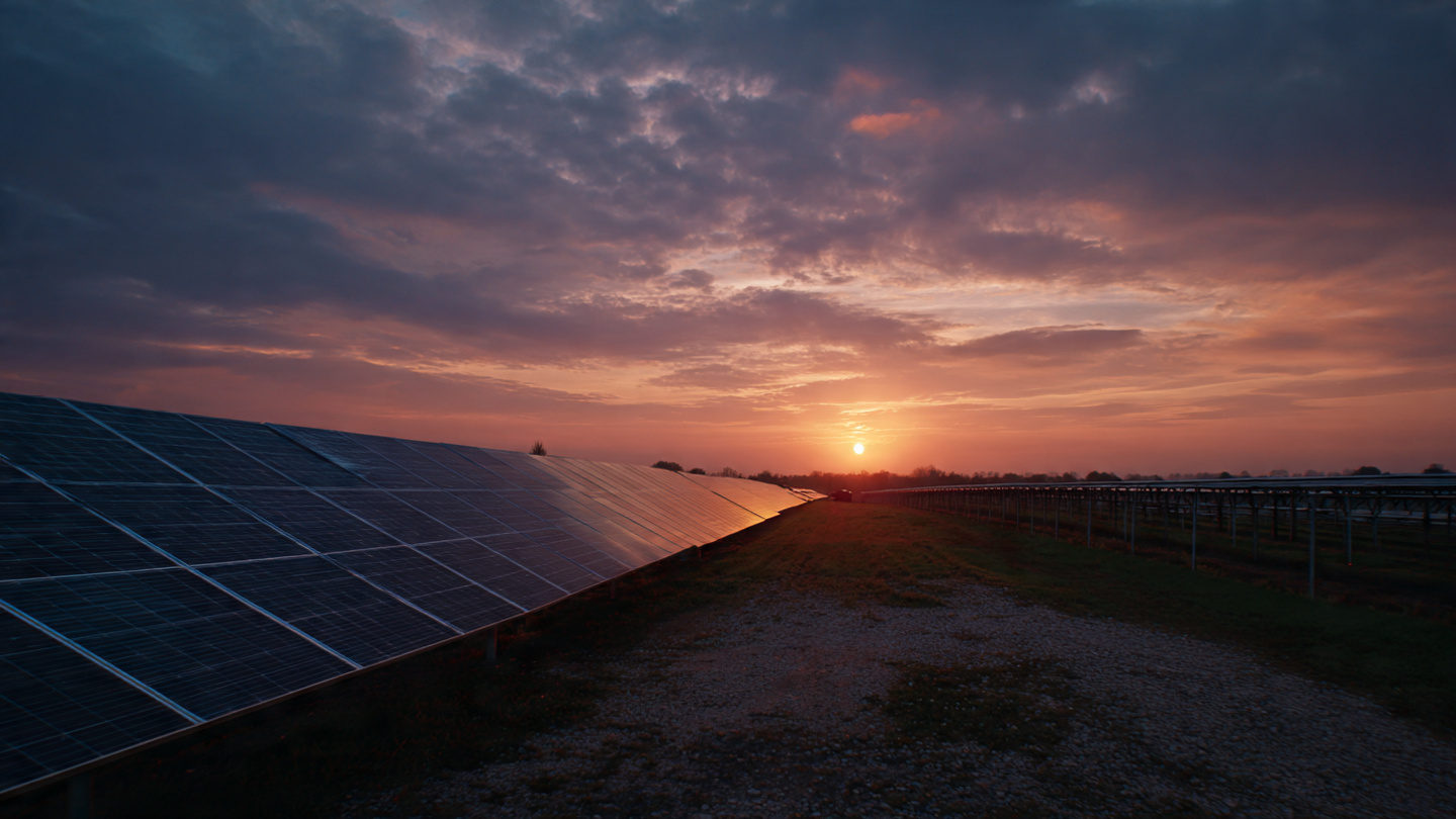 Solar Panels at Sunset